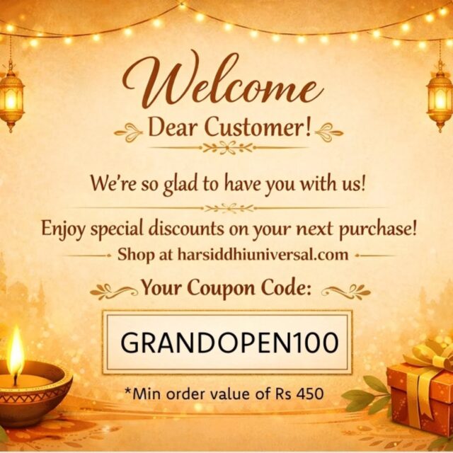✨🪔 Welcome to a world of divine fragrance with **Harsiddhi Premium Dhoop Stick** 🪔✨

Light up your home, office and puja space with the pure and long-lasting aroma of Harsiddhi Premium Dhoop Sticks — crafted to create a calm, positive and spiritual atmosphere. 🌿🙏

🎉 Special Welcome Offer for You!
Use our exclusive coupon and enjoy a special discount on your next order.

🎟️ Coupon Code: GRANDOPEN100
🛒 *Minimum order value: ₹450*

👉 Shop now at:
🌐 [www.harsiddhiuniversal.com]

Bring peace, purity and positivity into your daily rituals with Harsiddhi Premium Dhoop Stick.
✨ Don’t miss this limited-time welcome offer — order today!

#HarsiddhiUniversal #HarsiddhiDhoop #PremiumDhoop #DhoopSticks #poojaneeds